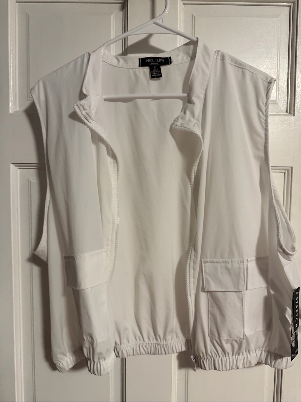 Helium White Sleeveless Zip Utility Vest